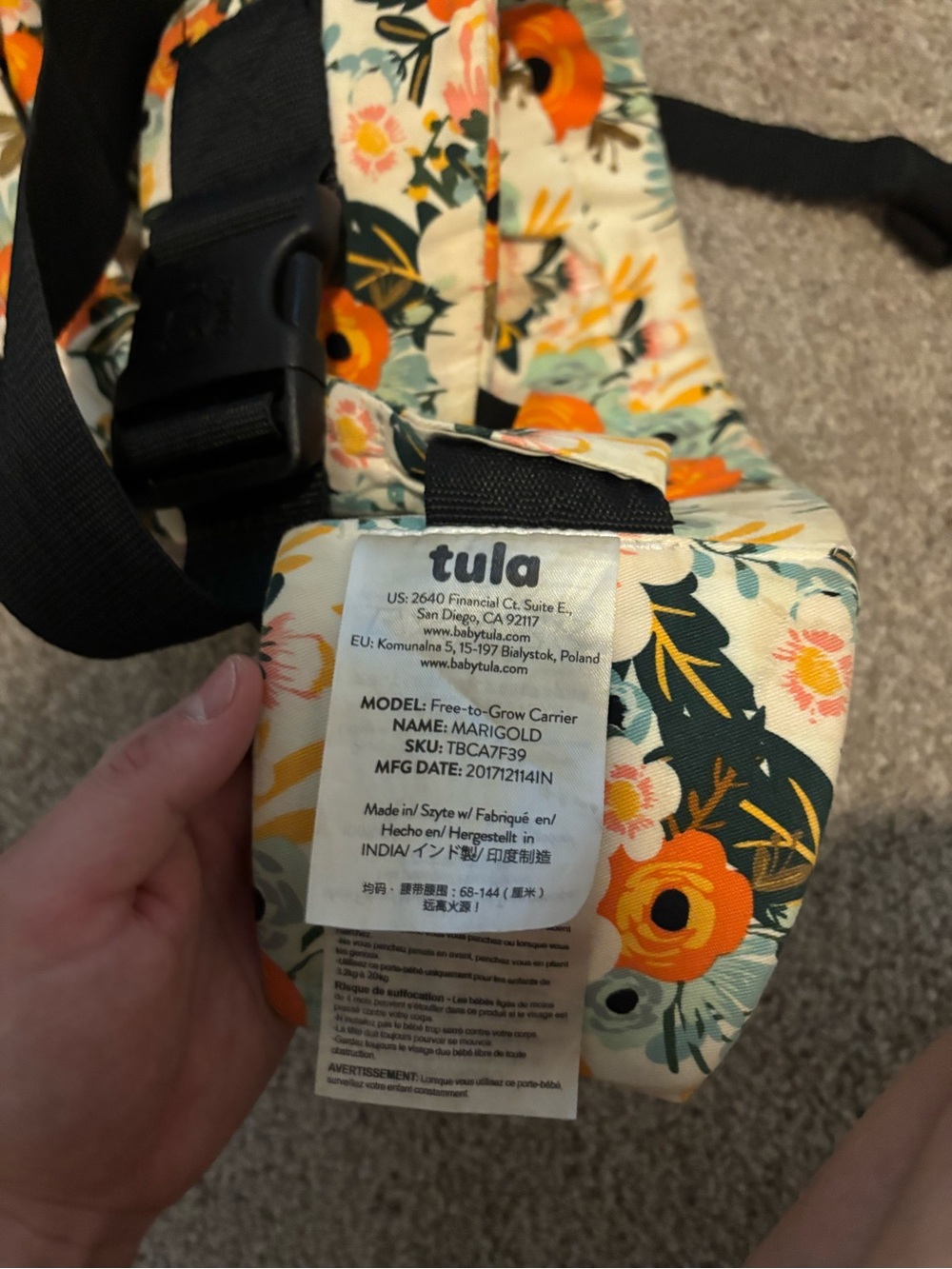 Tula Floral Orange and Cream Baby - Picture 4 of 4